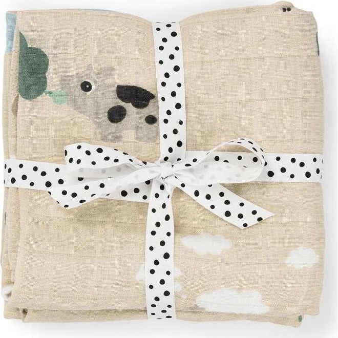 Done by Deer Tiny Farm Spucktücher 2er-Set Sand 65x65 cm