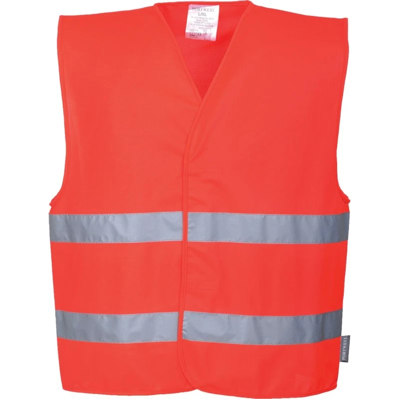 Portwest Rote Warnweste mit 2 Reflektorstreifen, Gr. L/XL