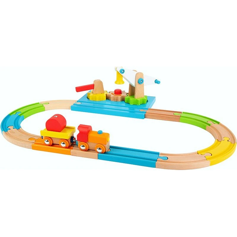 Small Foot 11494 Holzeisenbahn Junior Kran, 16-teilig
