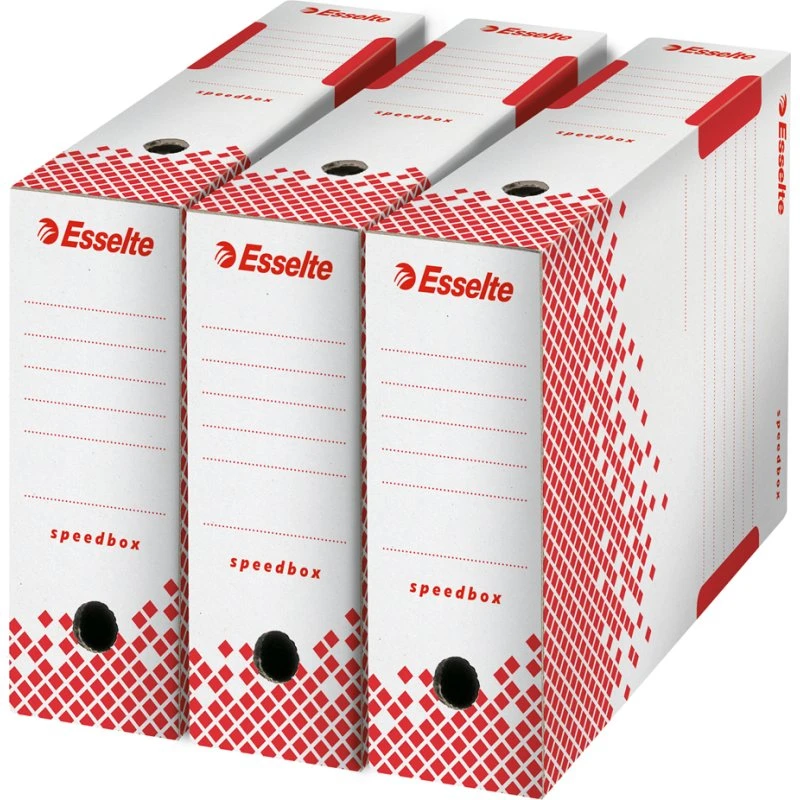 Esselte SPEEDBOX Archivschachtel A4 weiß/rot 150 mm