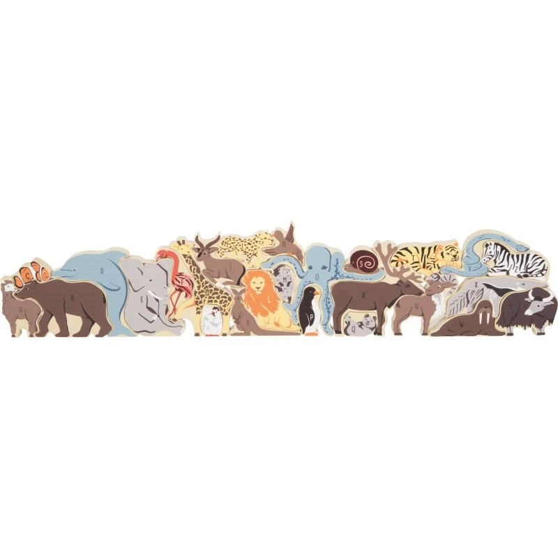 Lernspielzeug: Buchstabenpuzzle Tiere aus Holz (26 Tiere)