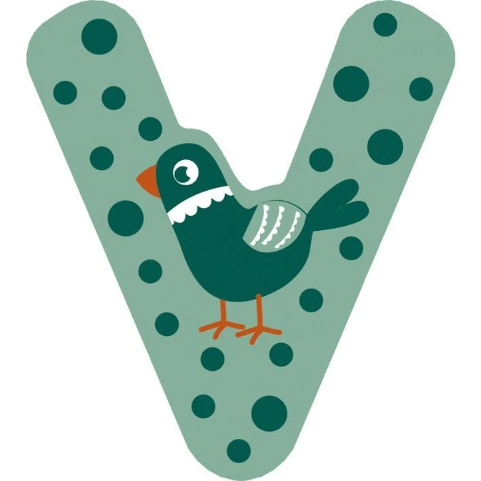 Small Foot Buchstabe V mit Vogel-Motiv, Holz