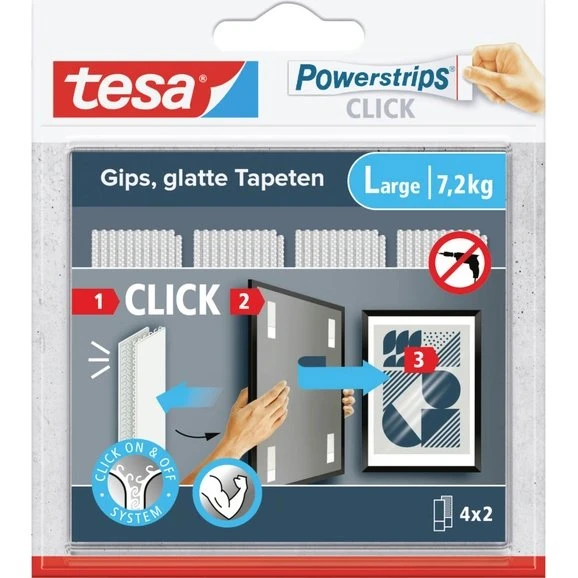 tesa Powerstrips CLICK Large 4 Paar 85x20mm weiß