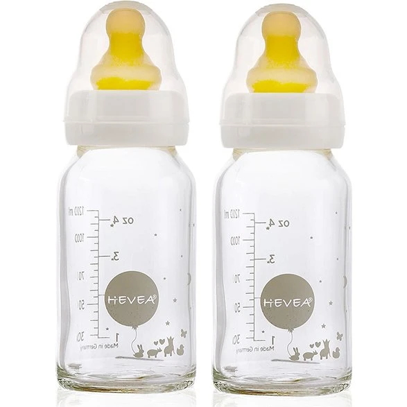 Hevea Babyflaschen aus Glas 120 ml, 2er Set