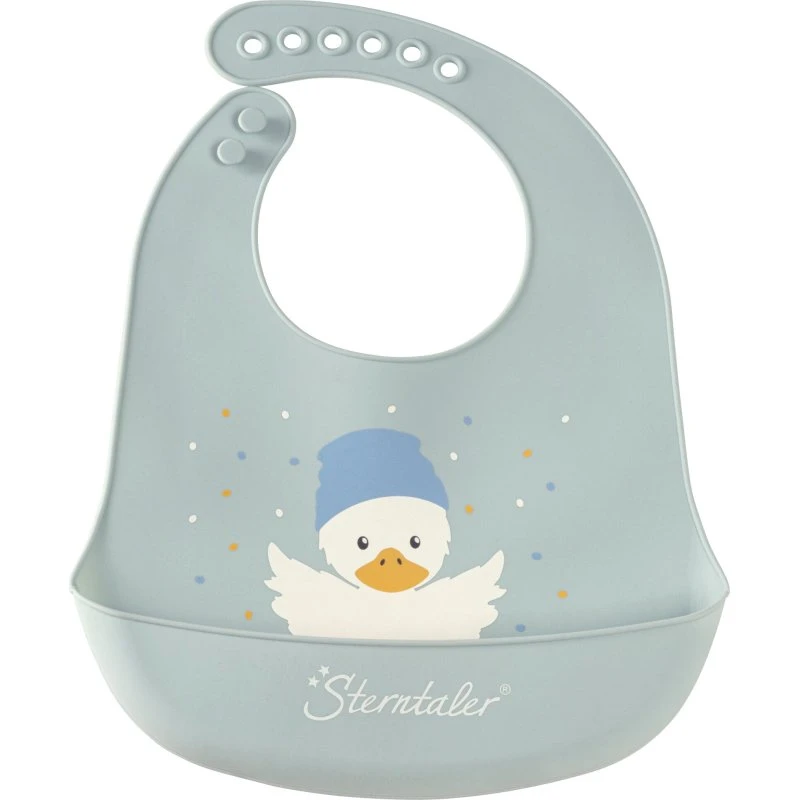 Sterntaler Ente Edda Silikon-Lätzchen mit Auffangschale, steingrün