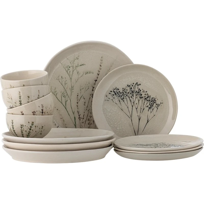 Bloomingville Bea Geschirrset 12-tlg Natur Creme Beige Steingut
