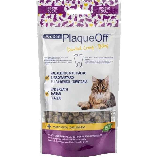 ProDen PlaqueOff® Zahnpflege Bites Katze 60g, Gemüsegeschmack