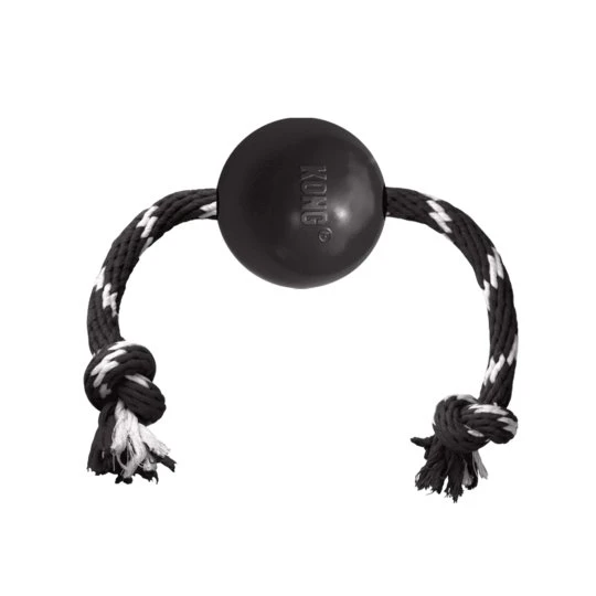 KONG Extreme Ball mit Tau, 8 cm, schwarz