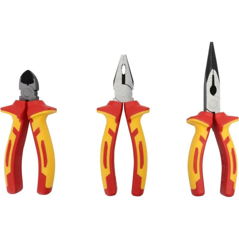 Primaster Zangen-Set 3-teilig VDE Kombizange Flachrundzange Seitenschneider