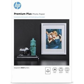 HP Premium Plus Fotopapier A4 300 g/m² glänzend, 20 Blatt