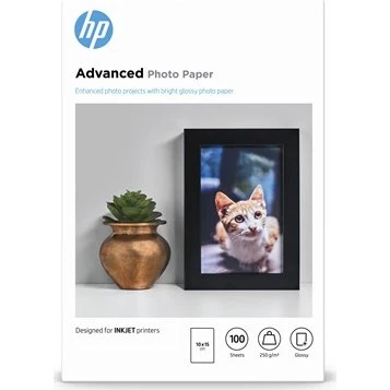 HP Fotopapier Advanced 10x15 cm, 250 g/m², glänzend, 100 Blatt