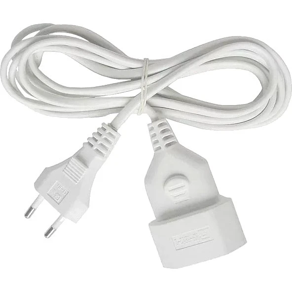 H03VVH2-F 3m weiß Verlängerungskabel mit Eurostecker