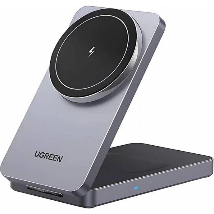 UGREEN 2-in-1 Magnetisches Kabelloses Ladegerät Grau