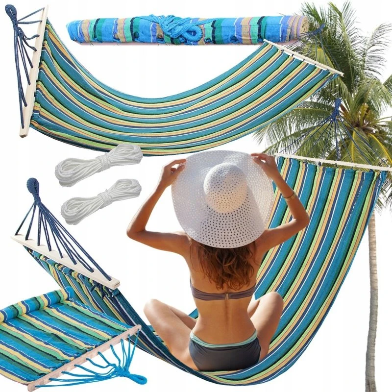 SunSleeper Hängematte mit Rahmen 200x80 cm, blau-grün-gelb