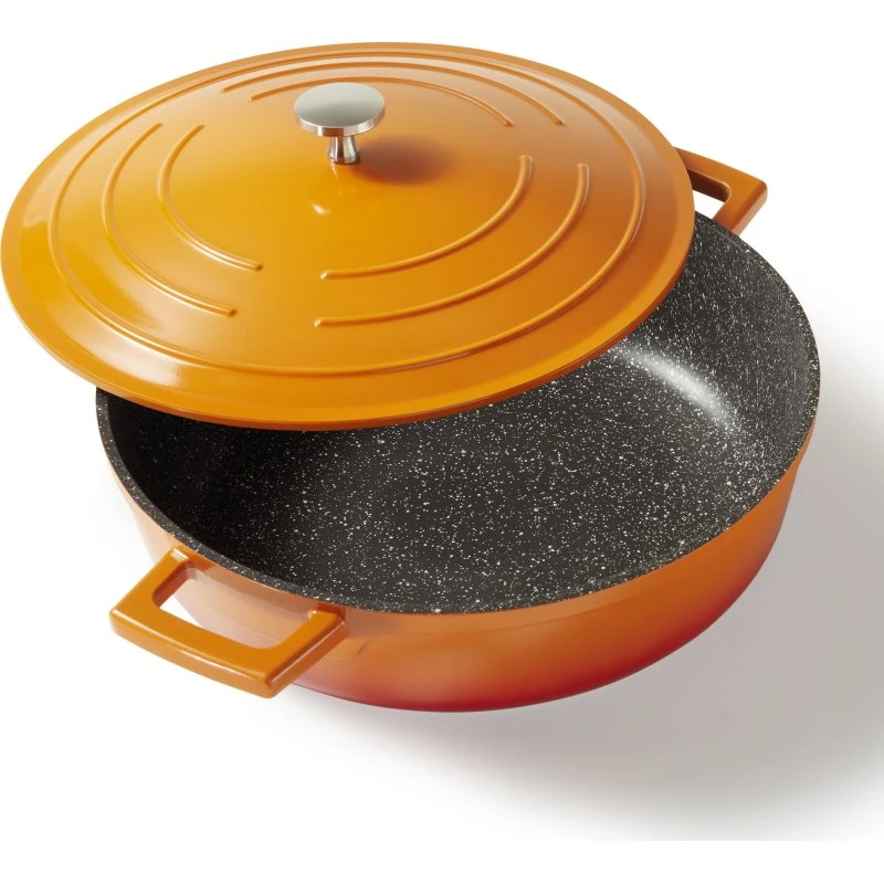 STONELINE® Cocotte Bräter 28 cm Orange mit Deckel