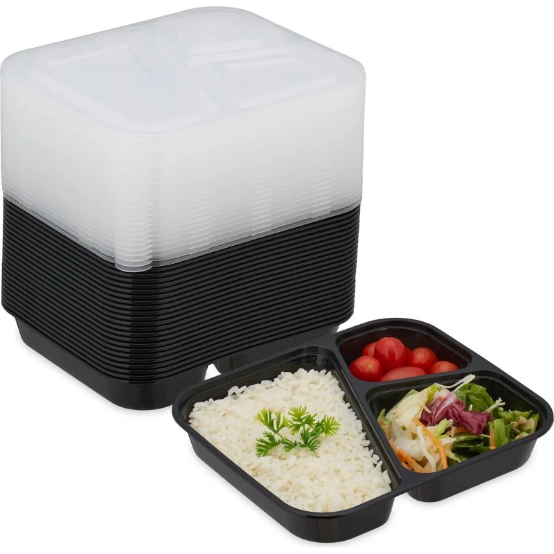 BPA-freie 24er Meal-Prep-Set in Schwarz/Transparent