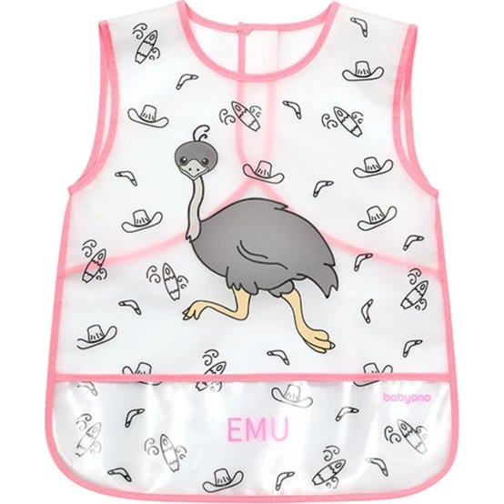 Babyono EMU Lätzchen mit Auffangtasche, Rosa, 24M+