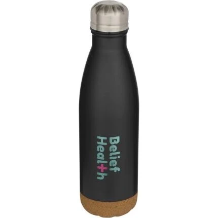 Cove 500 ml Edelstahl-Trinkflasche schwarz mit Korkdetails