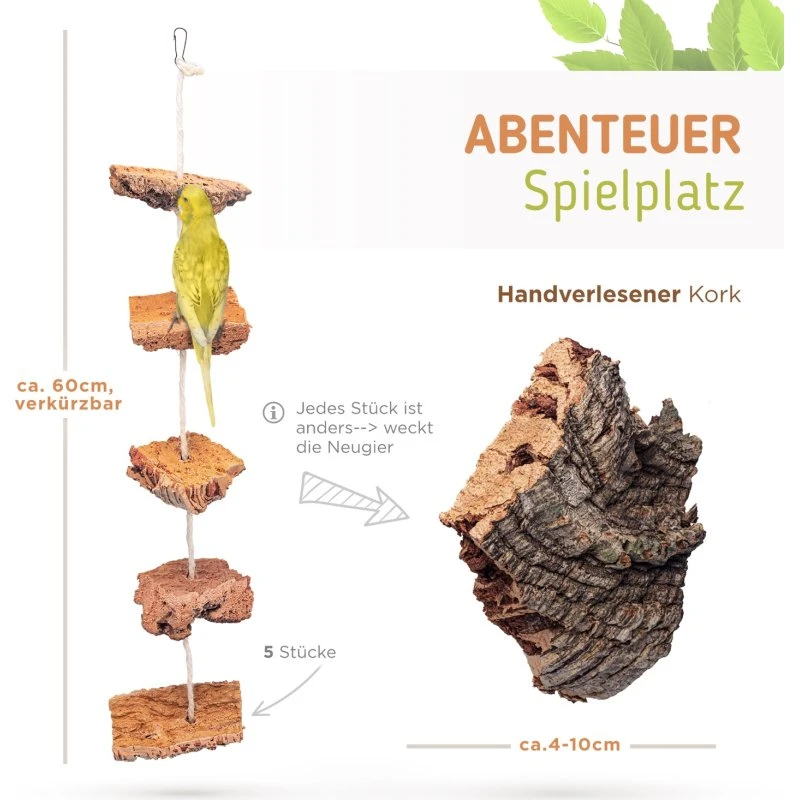 Kork-Knabberseil für Vogelkäfige