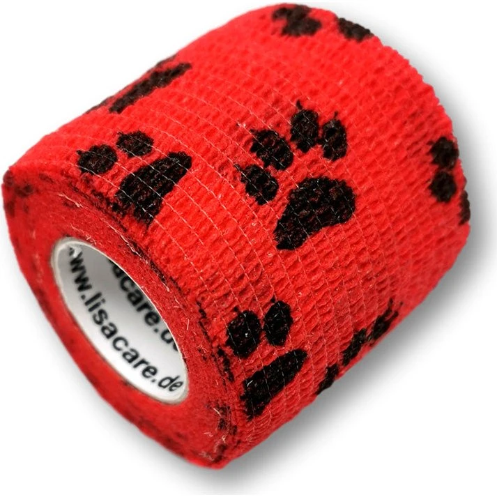 LisaCare Kohäsive Bandage Pfote Rot 5cm x 4,5m