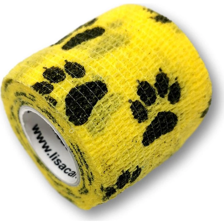 LisaCare Kohäsive Bandage Pfote Gelb 5cm x 4,5m
