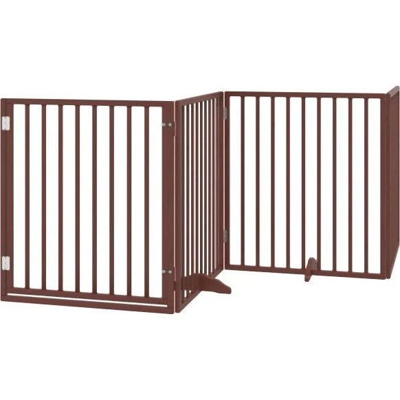 vidaXL 4-tlg. Hundetor faltbar 320 cm Braun Pappelholz