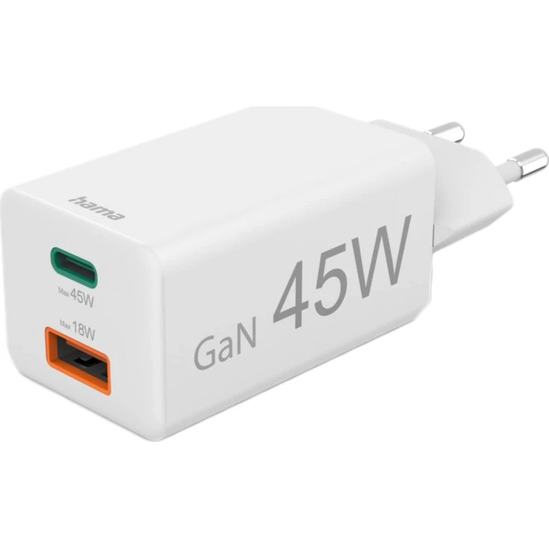Hama 45W USB-C/USB-A GaN-Ladegerät weiß