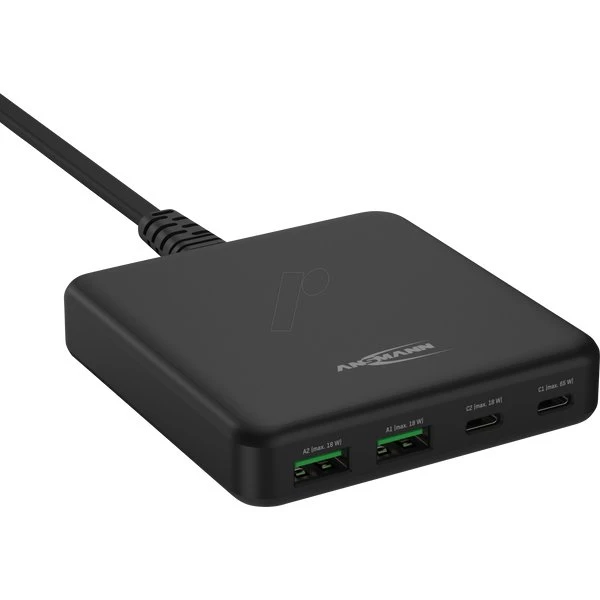 ANSMANN DC465PD 65W 4-Port USB-Ladegerät Schwarz