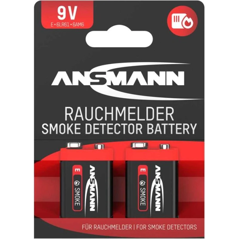 Ansmann 9V Alkaline Rauchmelder-Batterie (2er Pack)