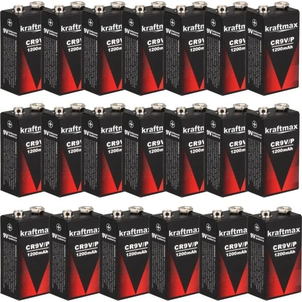 Kraftmax 9V Lithium Block Batterien 20x 1200 mAh