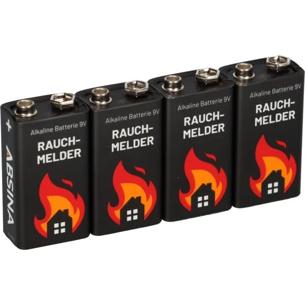 Absina 9V 6LR61 Block-Batterie 4er Pack