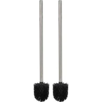 Braun Klassische WC-Bürste 2er-Set, Edelstahlgriff, schwarz, 40 cm