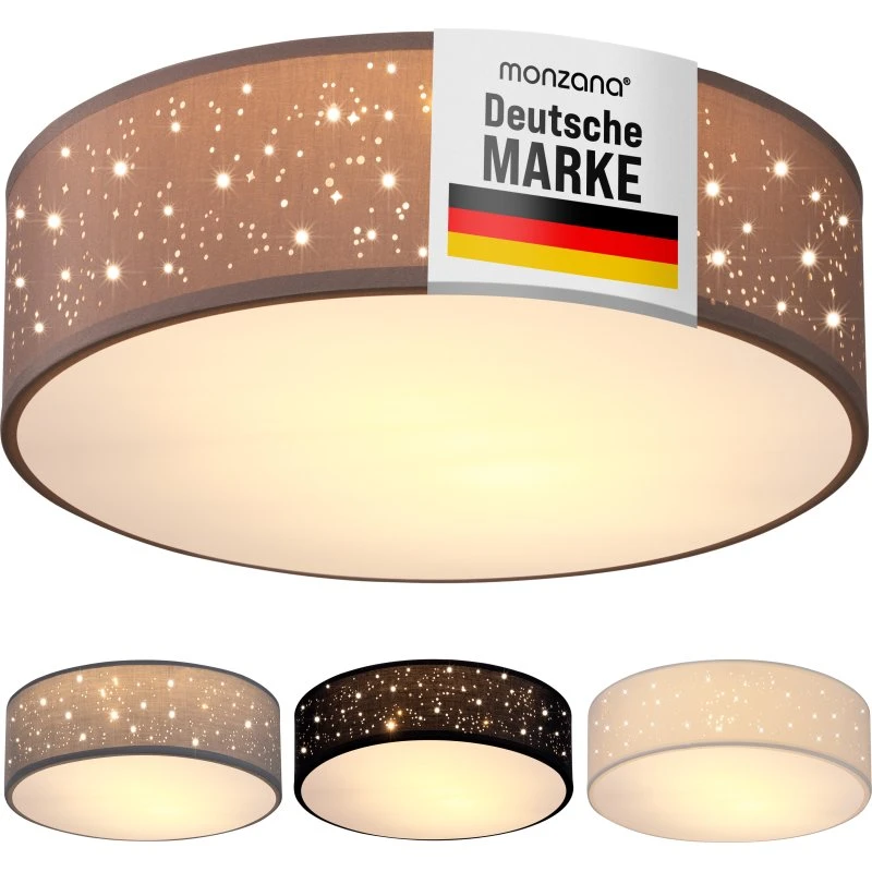 monzana Deckenlampe Taupe Stoff 38 cm Sternenhimmel