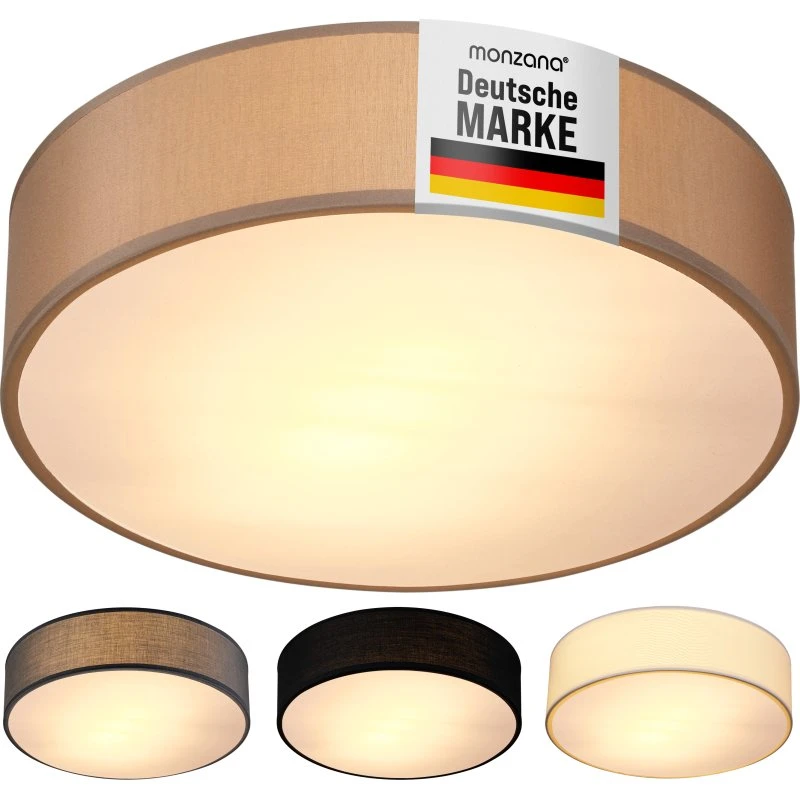 monzana Deckenleuchte Taupe Stoff 38 cm 2-flammig