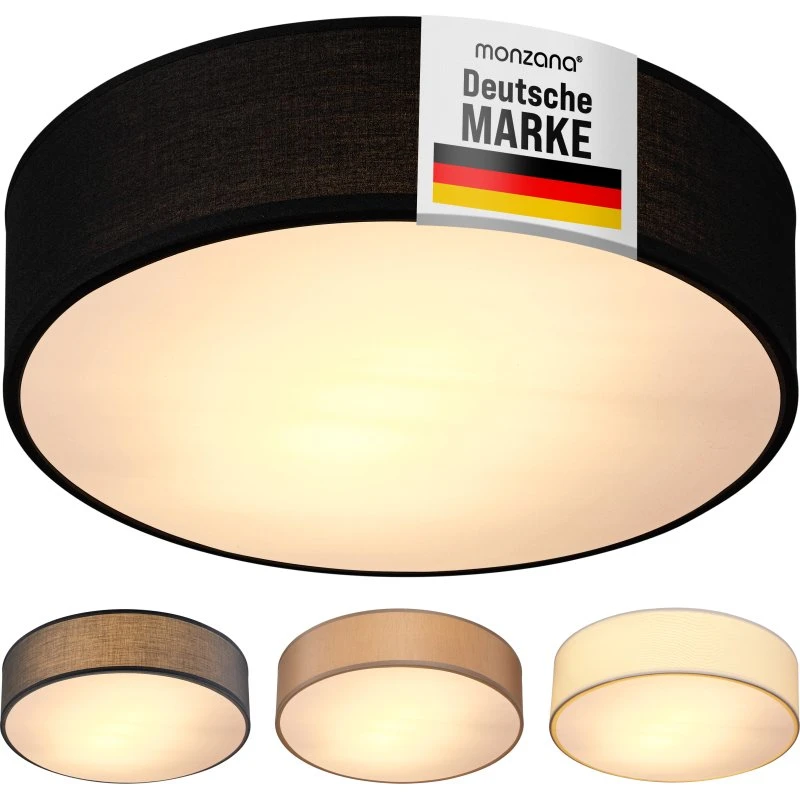 MONZANA Deckenleuchte Schwarz Stoff 38 cm 2-flammig