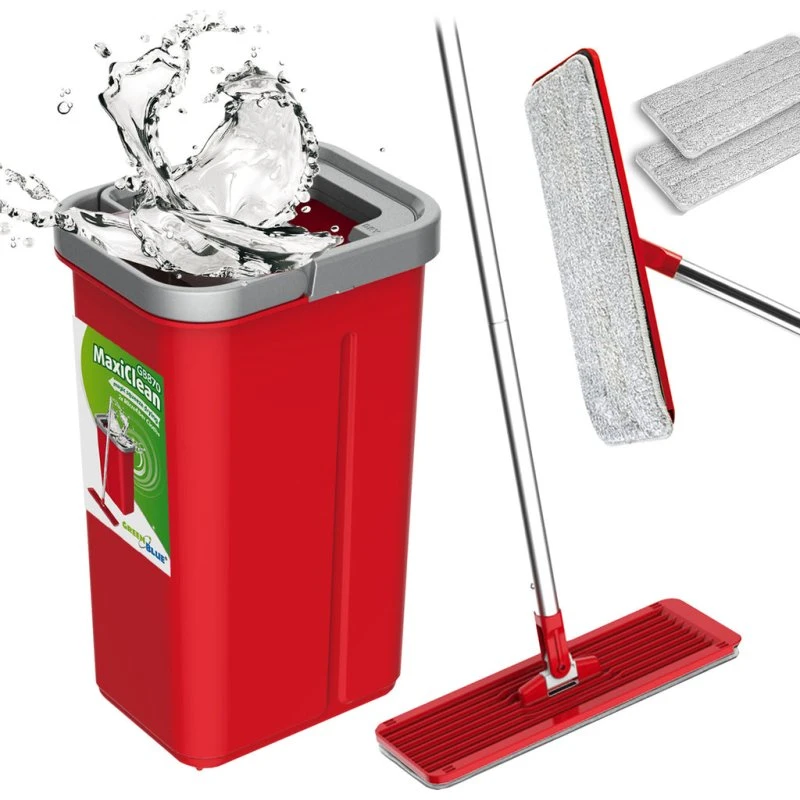MaxiClean Flachmopp Set 5,7L mit 2-in-1 Eimer, 360° drehbarer Moppkopf