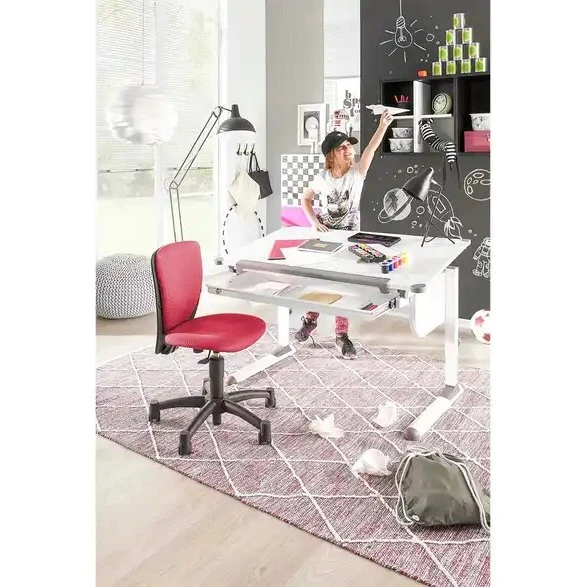 Inter Link Studare Kinderschreibtisch weiß, höhenverstellbar 55–78 cm