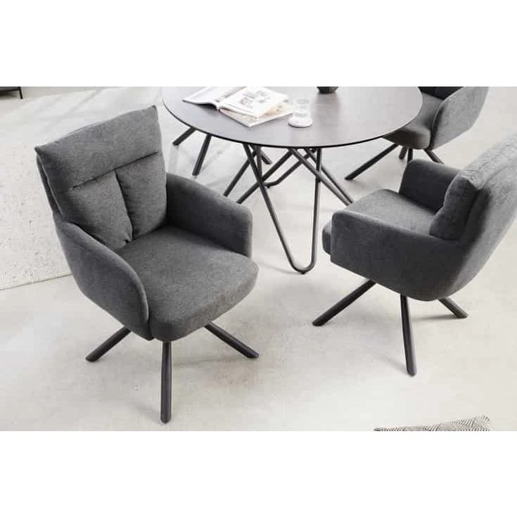 BIG GEORGE Retro Drehstuhl Bouclé Schwarz