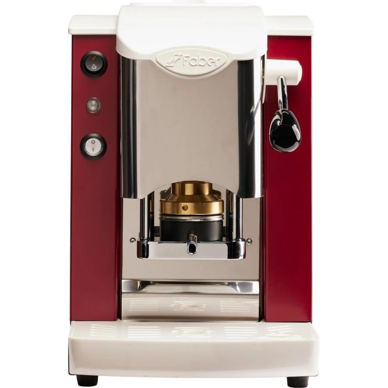 Faber Slot Inox ESE Espressomaschine Weinrot/Weiß Inox