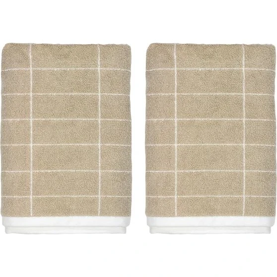 Mette Ditmer Tile Gästehandtuch Sand/Off-Weiß (38x60 cm, 2er-Set)