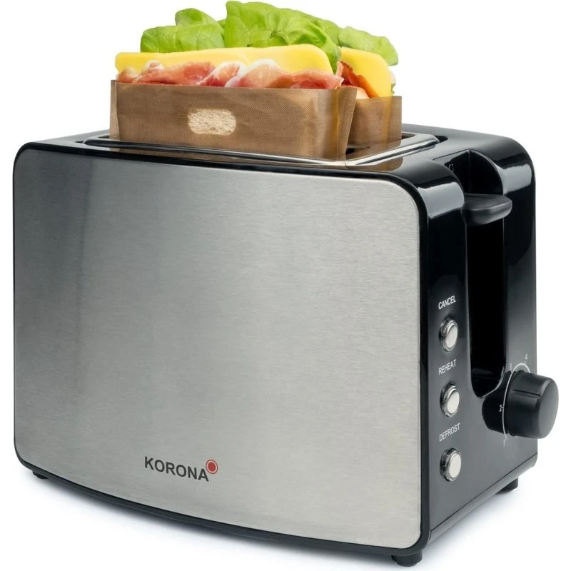 KORONA Doppelschlitztoaster 21250 850W Edelstahl mit Brötchenaufsatz