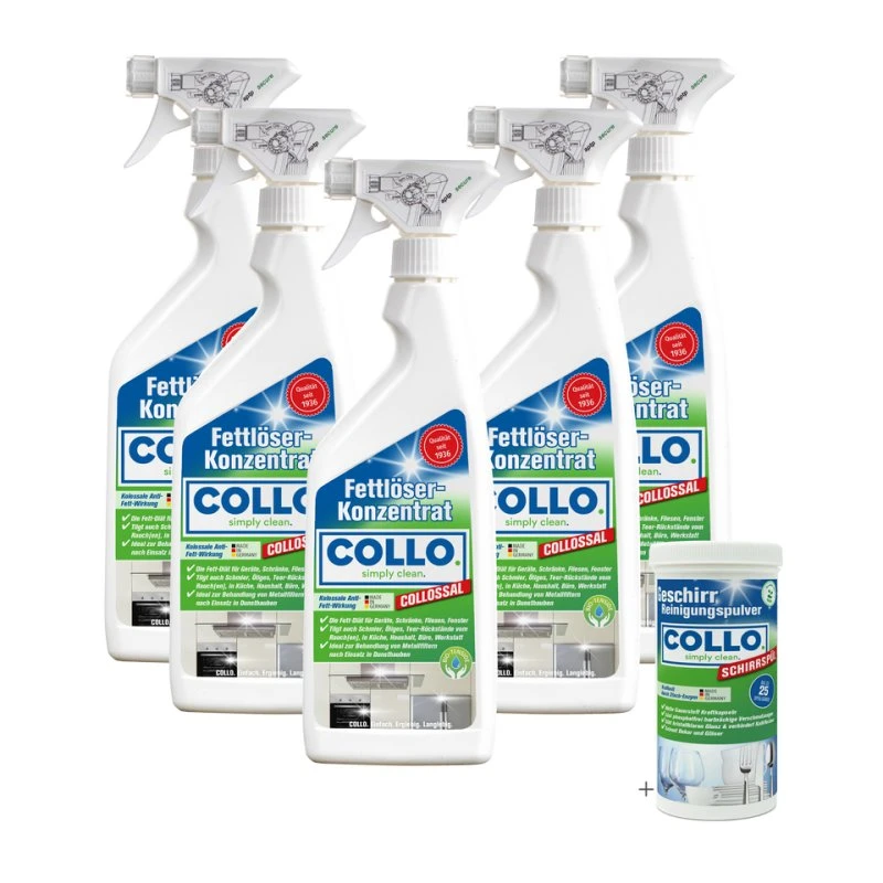 Collo Colossal Fettlöser 5er-Set + Spülmaschinenpulver