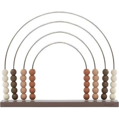 OYOY Abakus Regenbogen Dark, 100 % Esche & versilbert