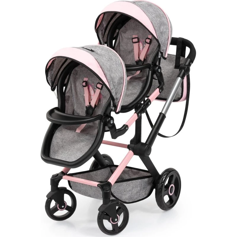 Bayer Design Xeo Twin Zwillingspuppenwagen grau/rosa