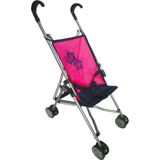 Besttoy Puppenbuggy pink/blau mit Blumen, 56 cm