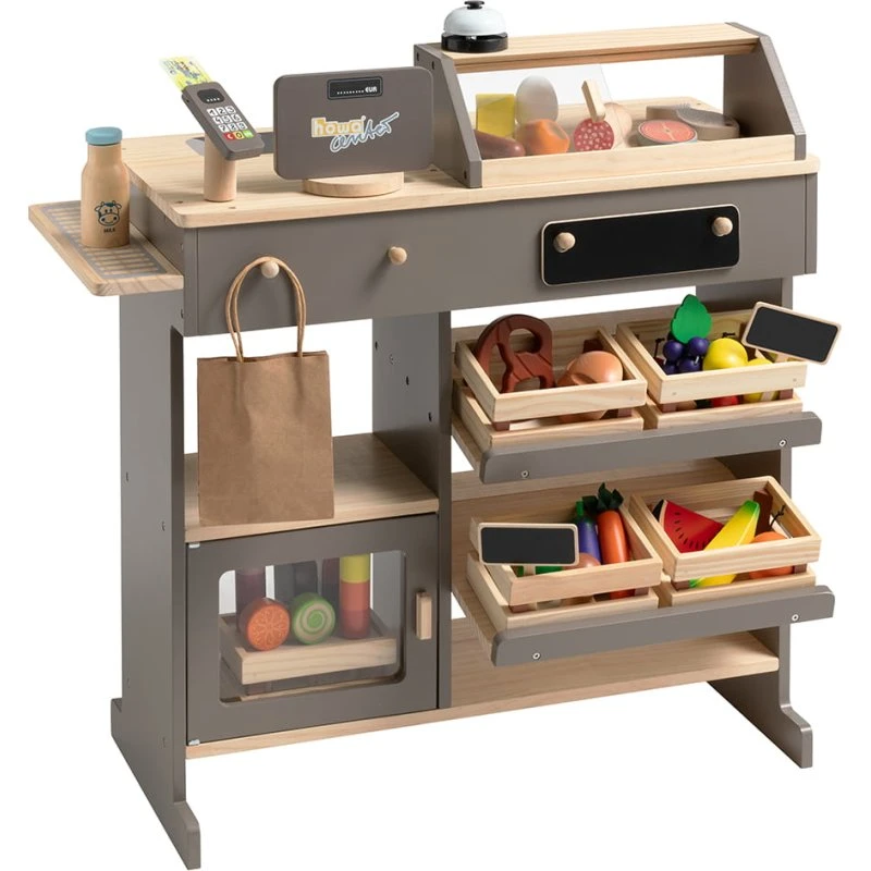 howa Kaufladen aus Holz natur/taupe mit 40-tlg. Zubehör