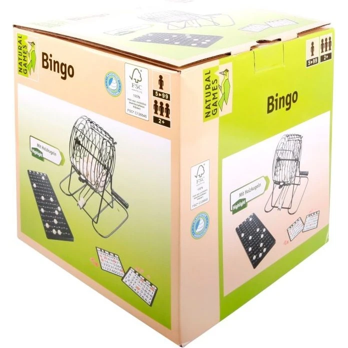 Natural Games Bingo mit Metallkorb, für bis zu 18 Spieler