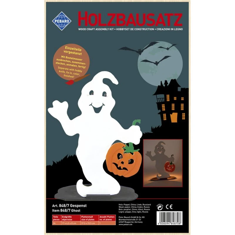 Holzbausatz Gespenst – kreatives Halloween-Projekt für Kinder