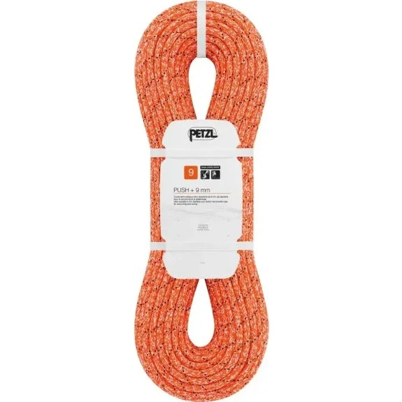 Petzl Push + 9 mm Halbstatisches Seil, Orange, 40 m