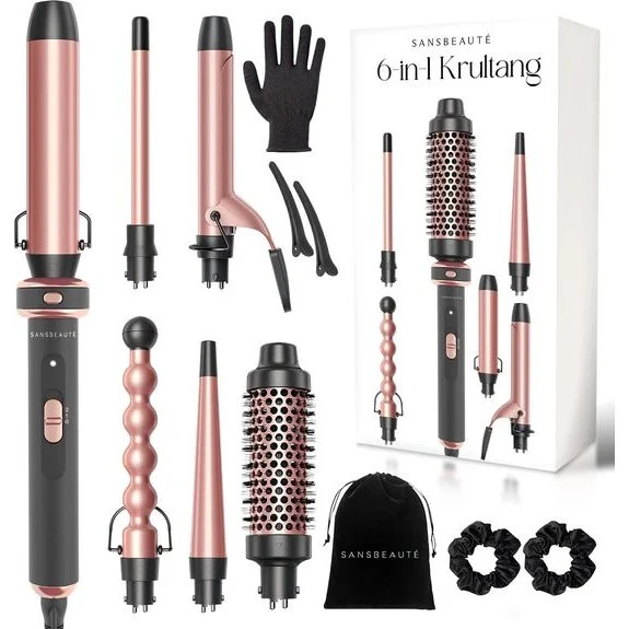 Sansbeauté® 6-in-1 Lockenstab keramisch rosa 13–38 mm